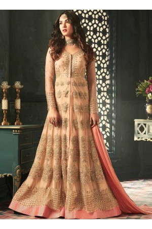 Sonal Chauhan peach net wedding anarkali