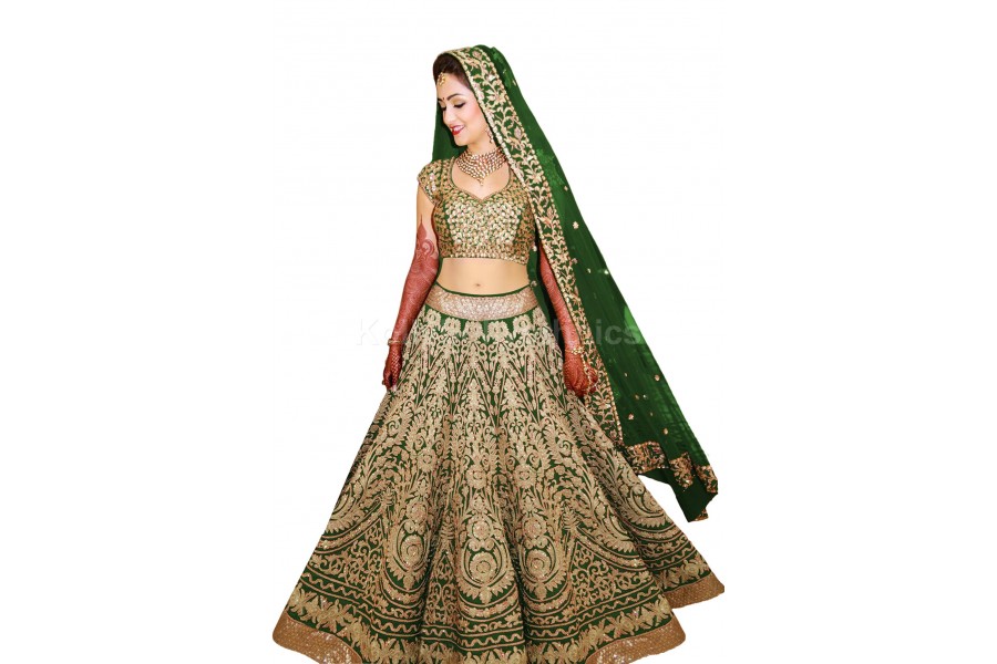 lehenga choli in green colour