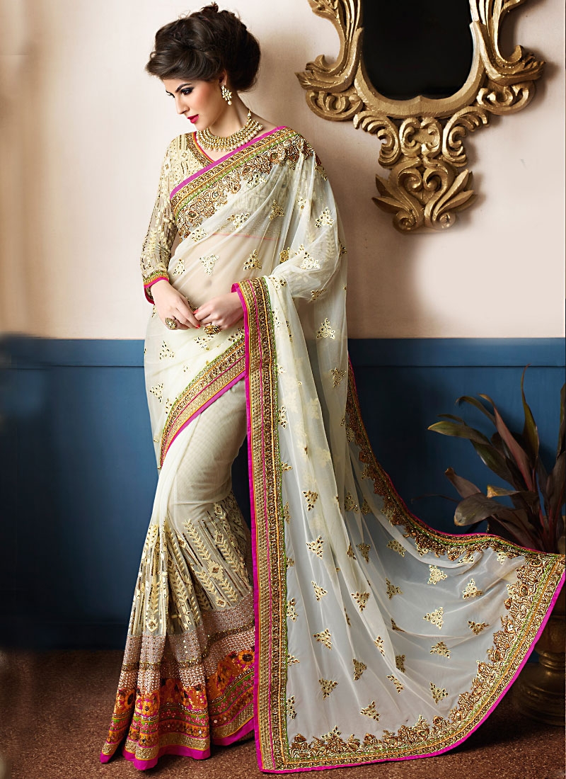 off white designer saree