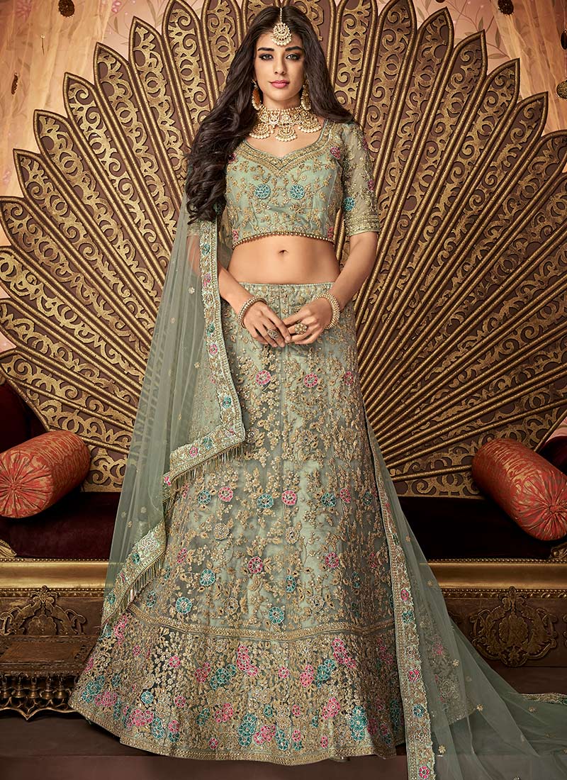 sky green lehenga