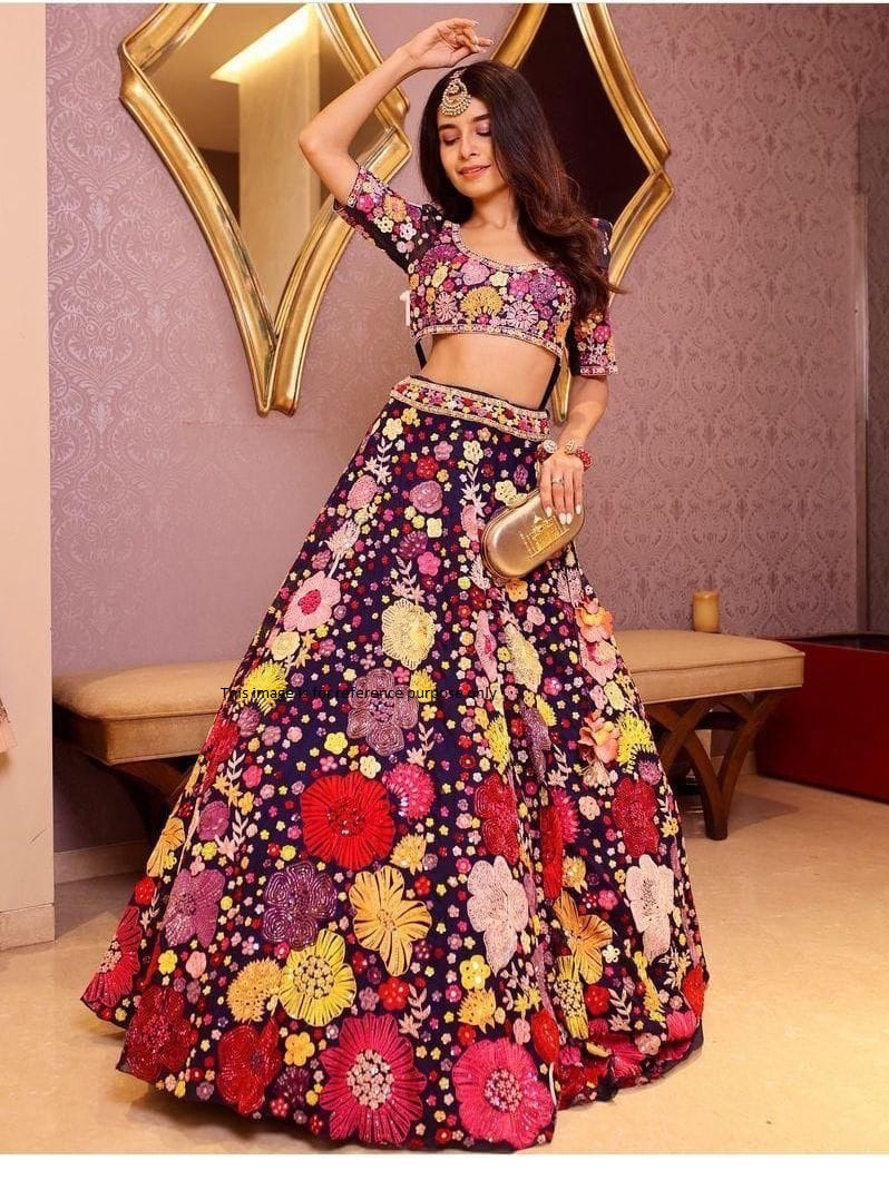 Buy Bollywood Model Multi color georgette floral lehenga in UK, USA and  Canada