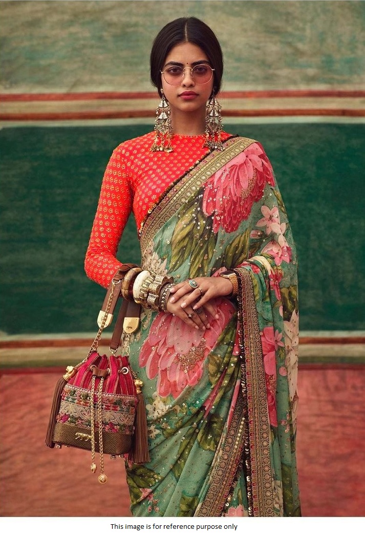 Buy Bollywood Sabyasachi Inspired Green floral saree in UK, USA and Canada