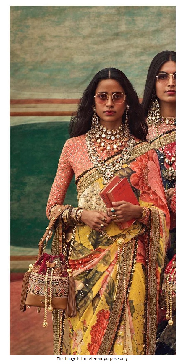 Buy Bollywood Sabyasachi Inspired Yellow floral saree in UK, USA and Canada