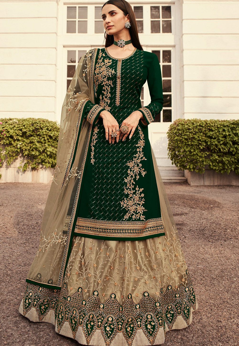 Lehenga style best sale suit