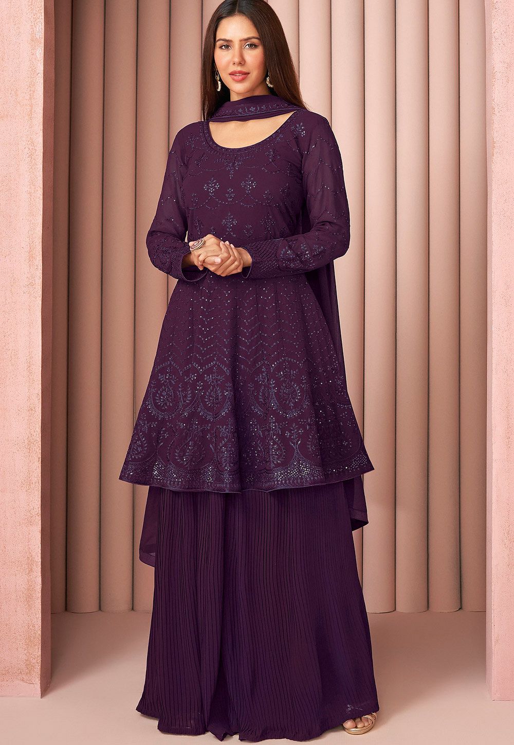 Purple sharara dress hot sale