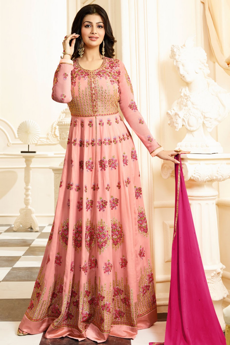 Buy Ayesha Takia light pink color georgette anarkali in UK, USA and Canada