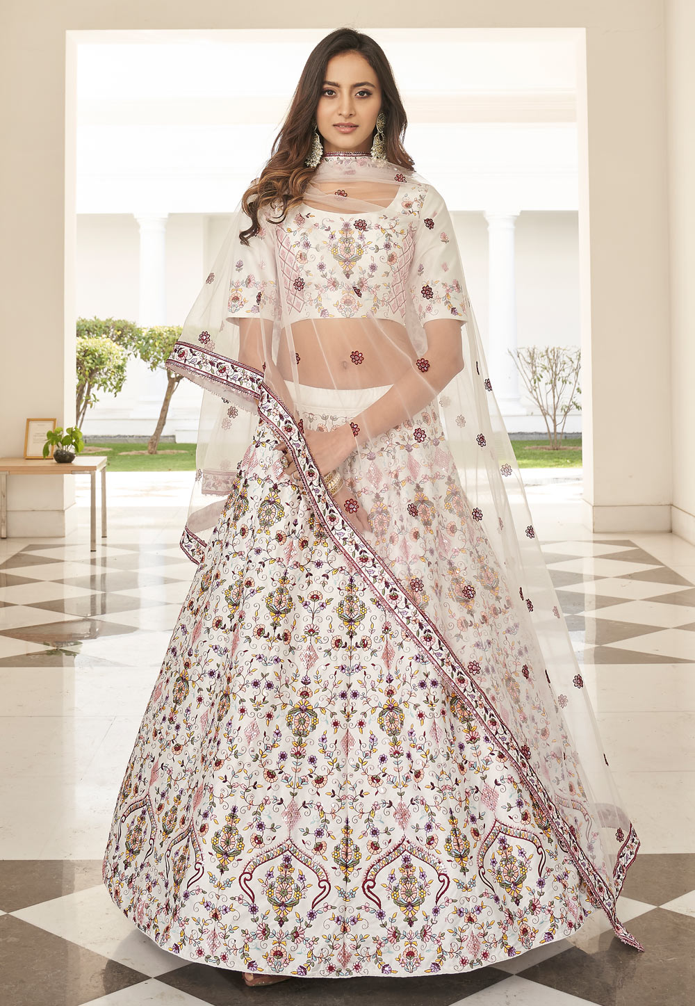 Buy Royal l Fashion White color Exclusive embroidery Designer Lehenga at  Amazon.in