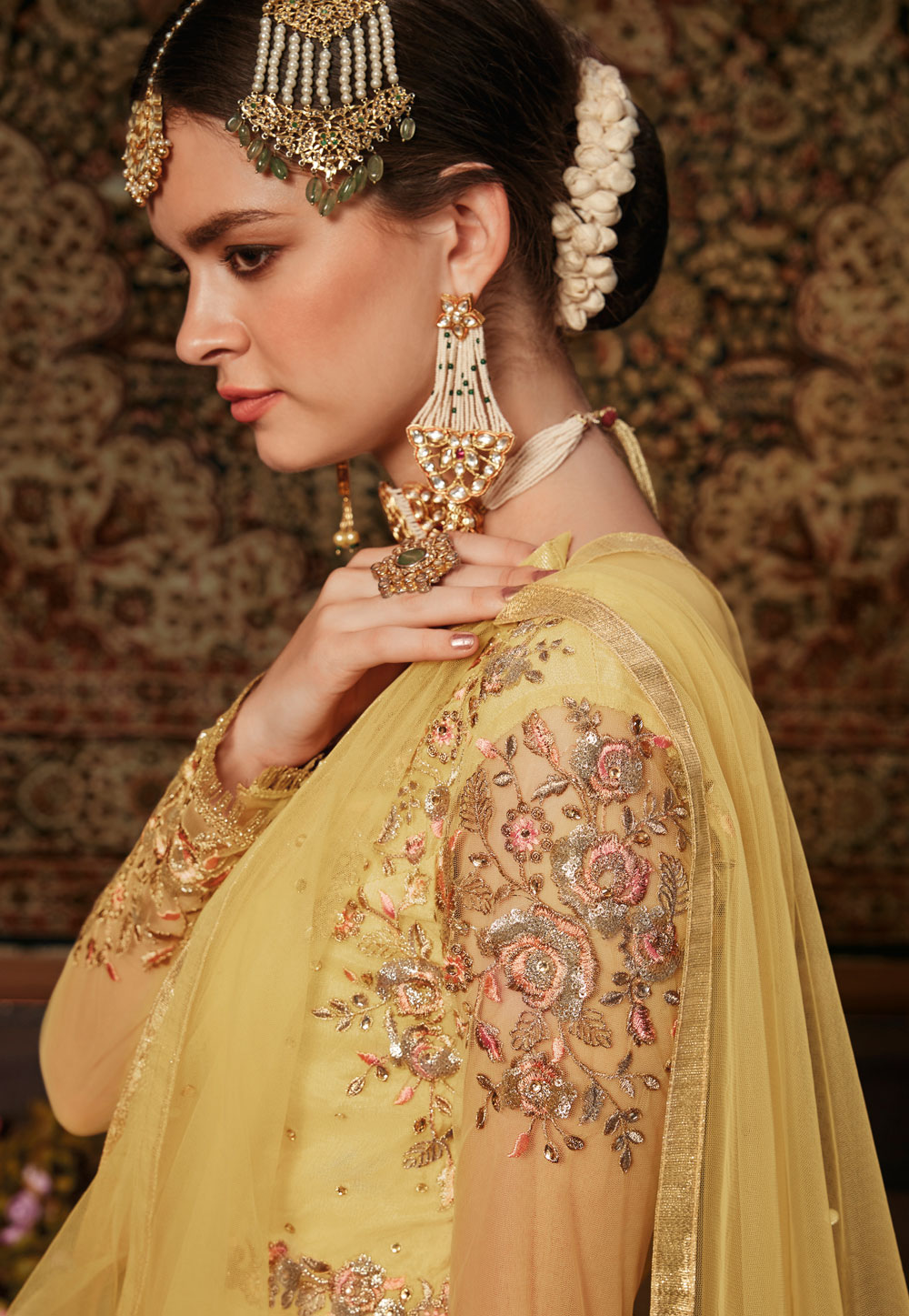 Yellow net pant style suit 8207 Yellow net pant style suit 8207