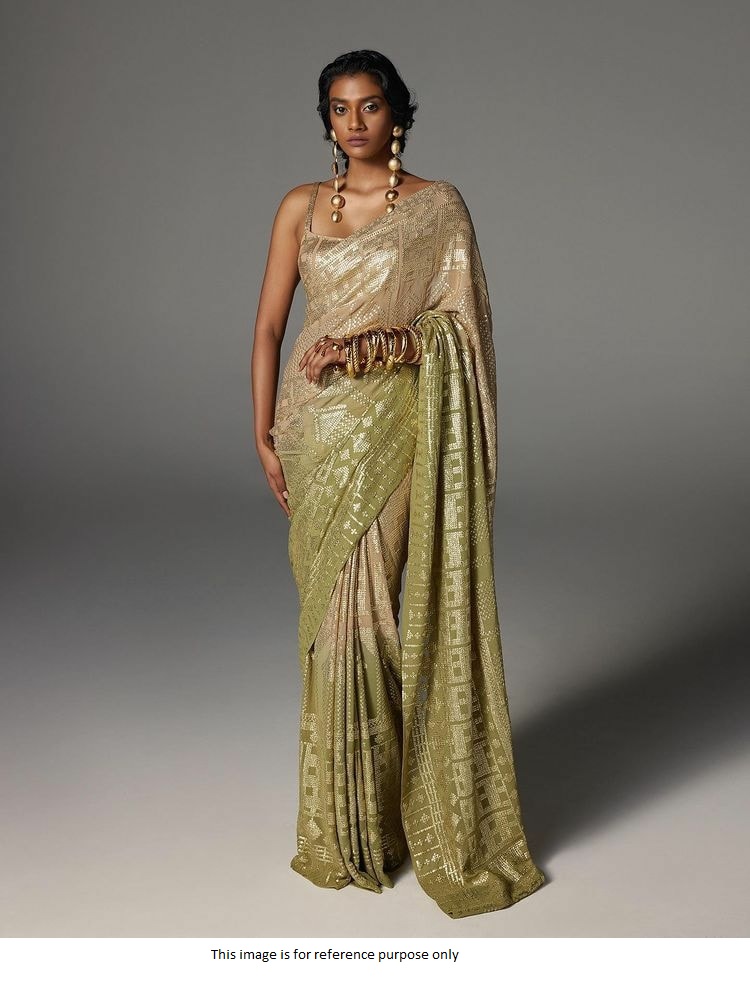 Buy Bollywood Manish Malhotra inspired beige green shaded saree in UK, USA and Canada