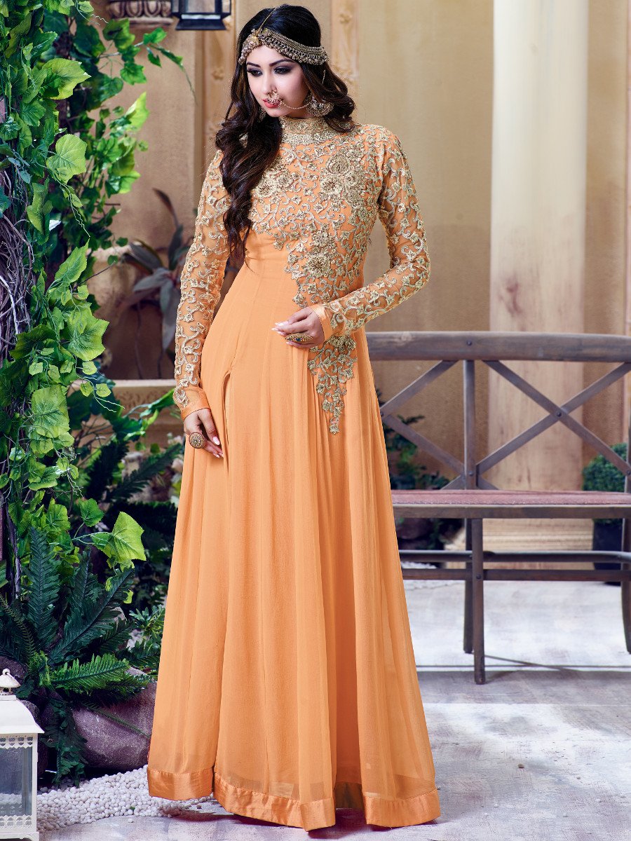 light orange colour gown