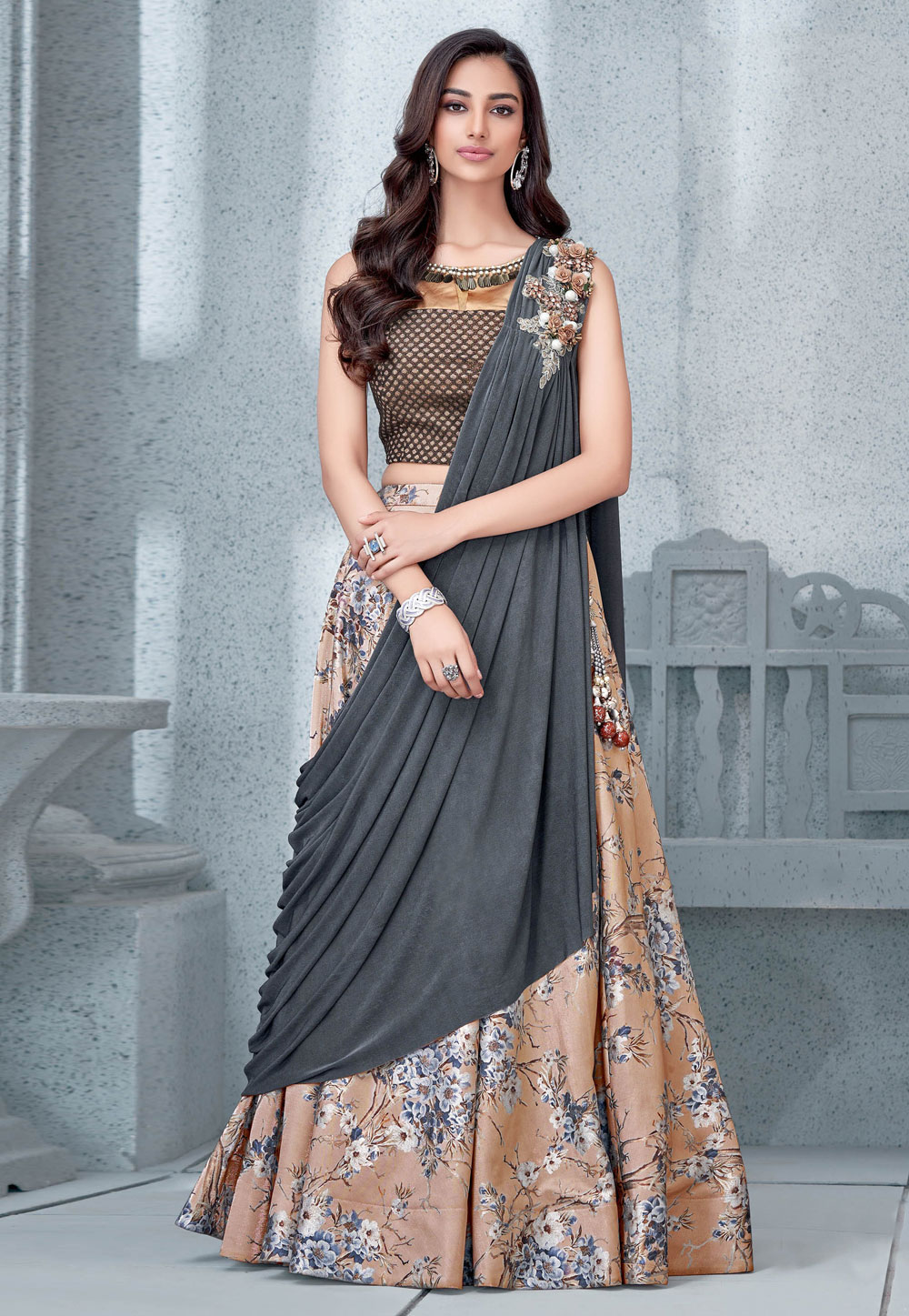 designer indo western ghagra choli