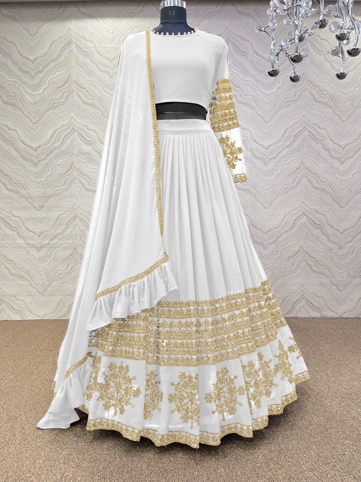 Buy Bollywood Model White georgette wedding lehenga in UK, USA and Canada