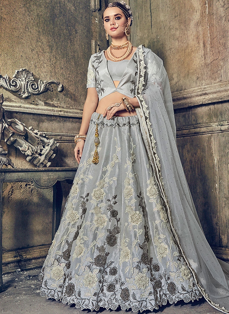 grey bridal lehenga