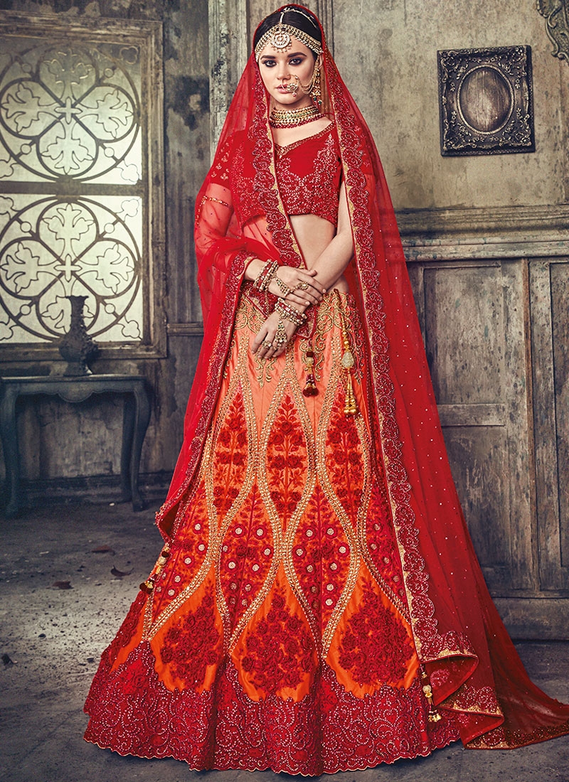 pure red bridal lehenga