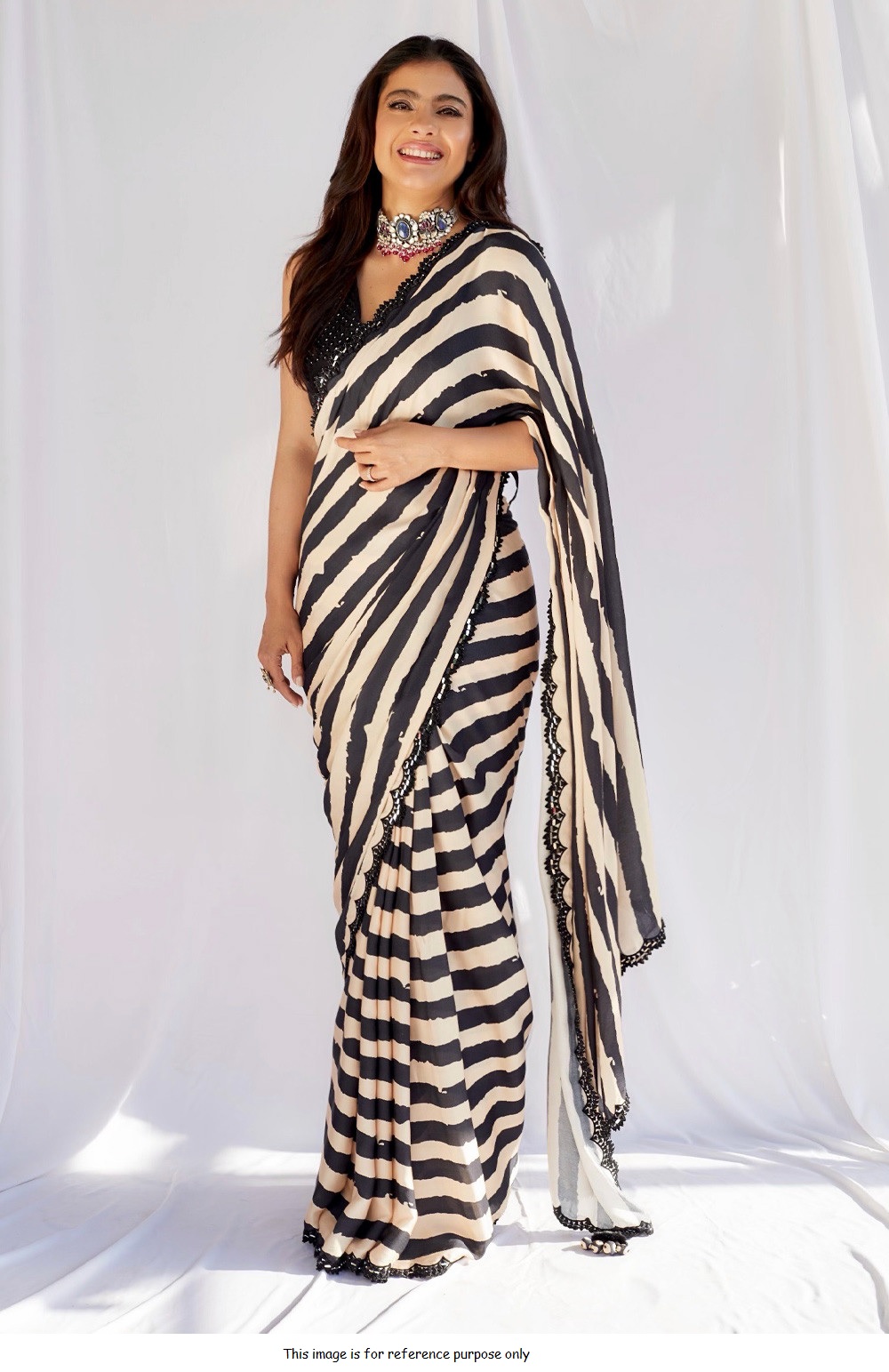 Buy Bollywood Kajol inspired georgette zebra print saree in UK, USA and Canada with worldwide free d