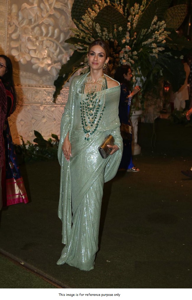 Buy Bollywood Manish malhotra inspired pista green sequins saree in UK, USA and Canada