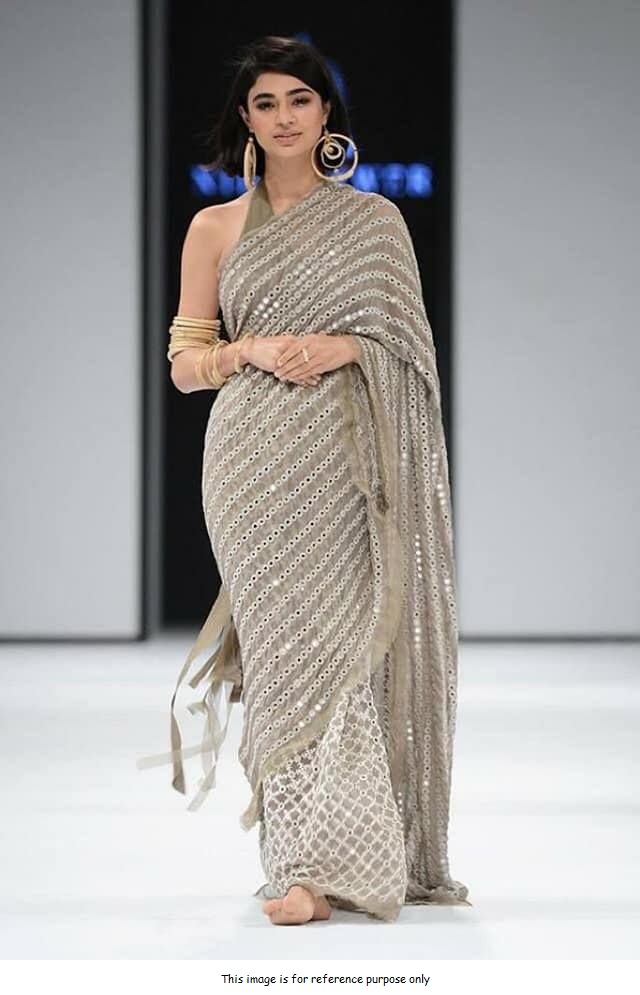 Buy Bollywood model grey georgette saree in UK, USA and Canada