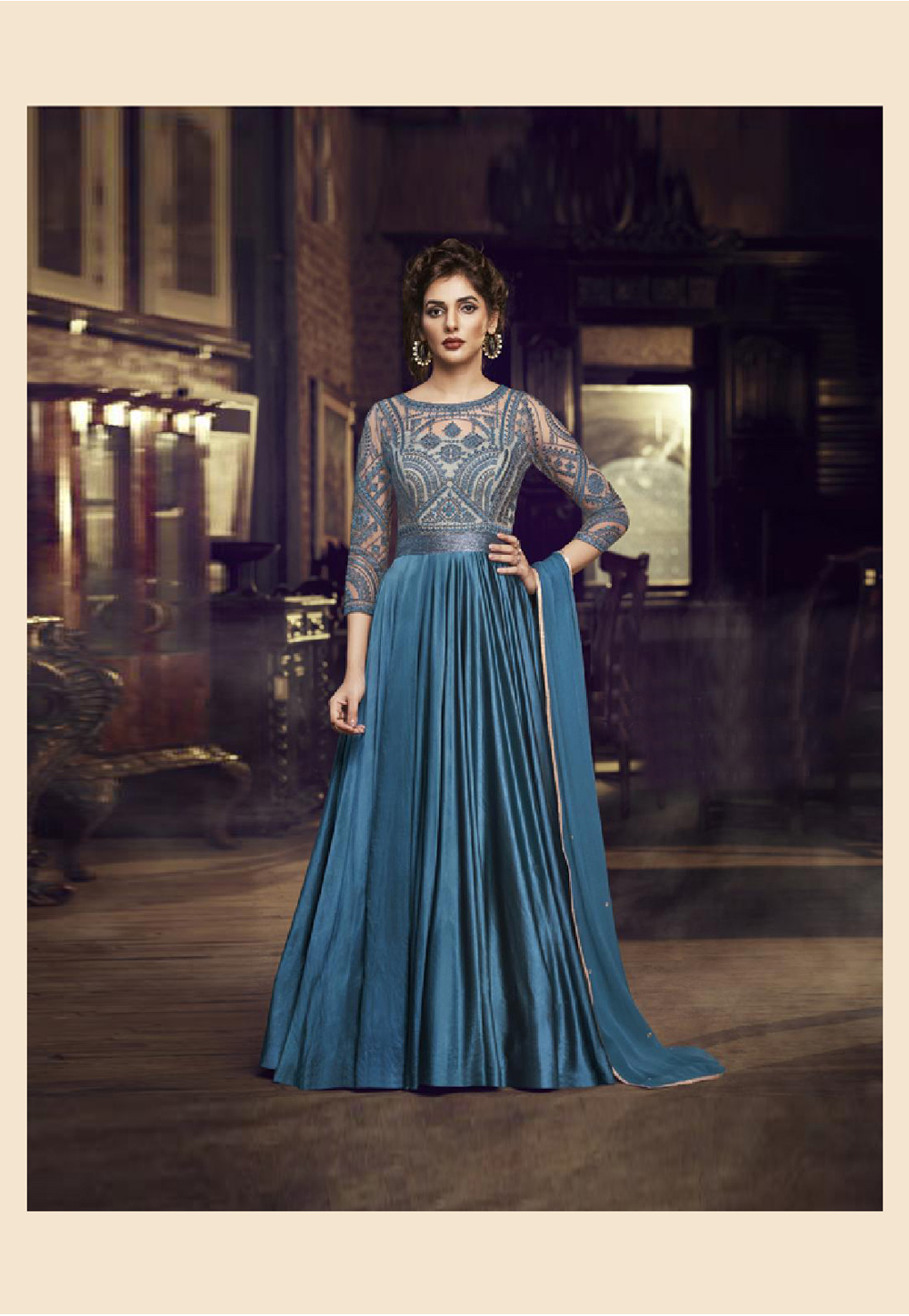 satin anarkali dress