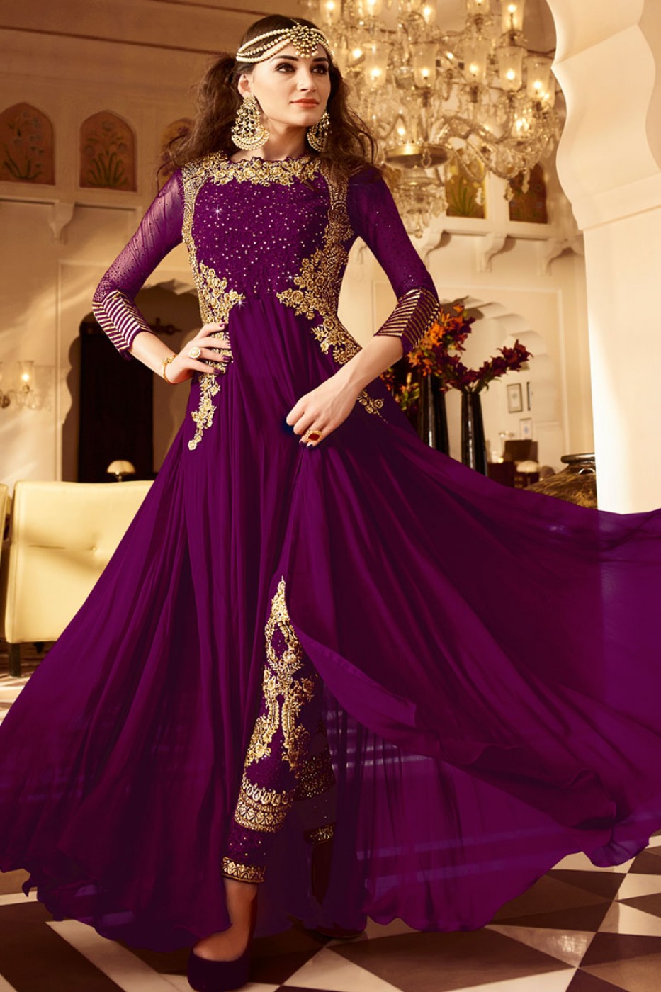 magenta anarkali