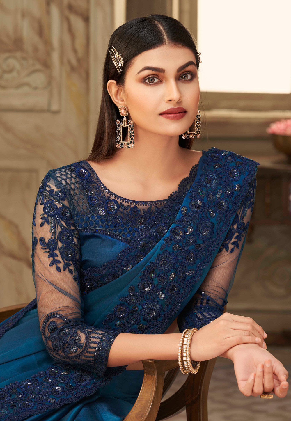 Navy blue shop designer blouse