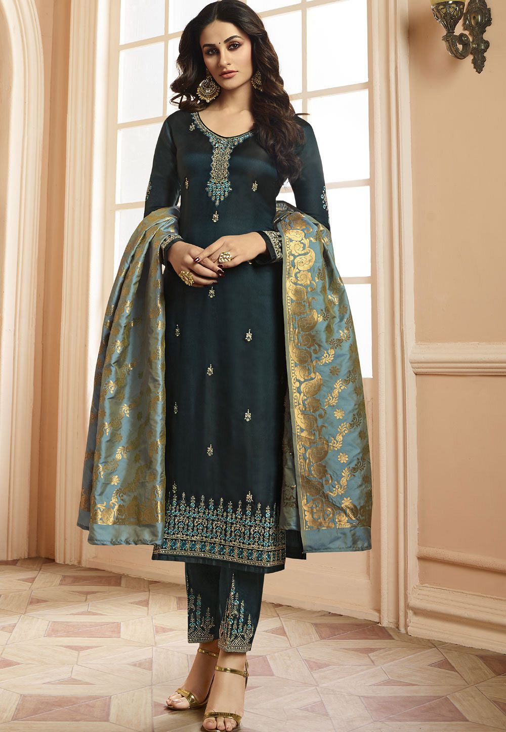 Chanderi Party wear Wedding Salwar Suits at Rs 2899 in Surat | ID:  20583899048