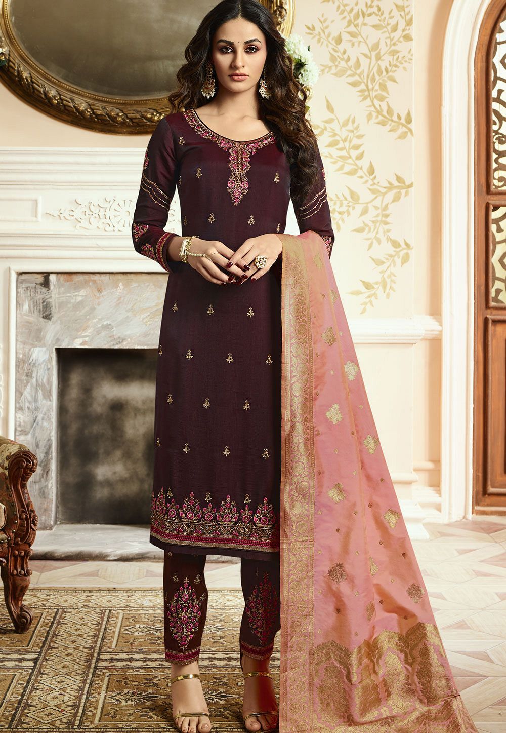 Indian silk on sale salwar kameez