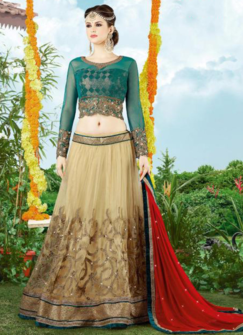 net party wear lehenga