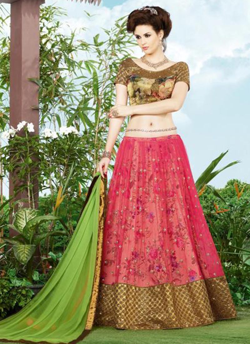 pink colour ghagra choli