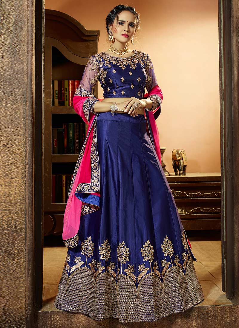 royal blue lehenga online shopping
