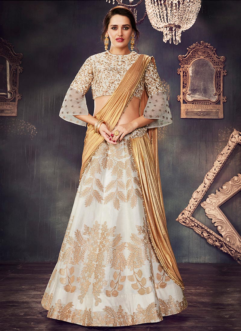 white and gold lehenga online