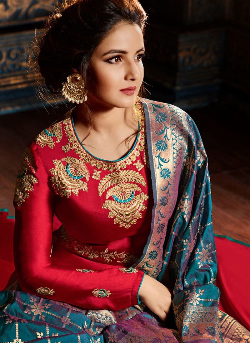 Buy Red color satin georgette wedding wear anarkali suitin UK, USA and Canada Buy Red color satin georgette wedding wear anarkali suitin UK, USA and Canada