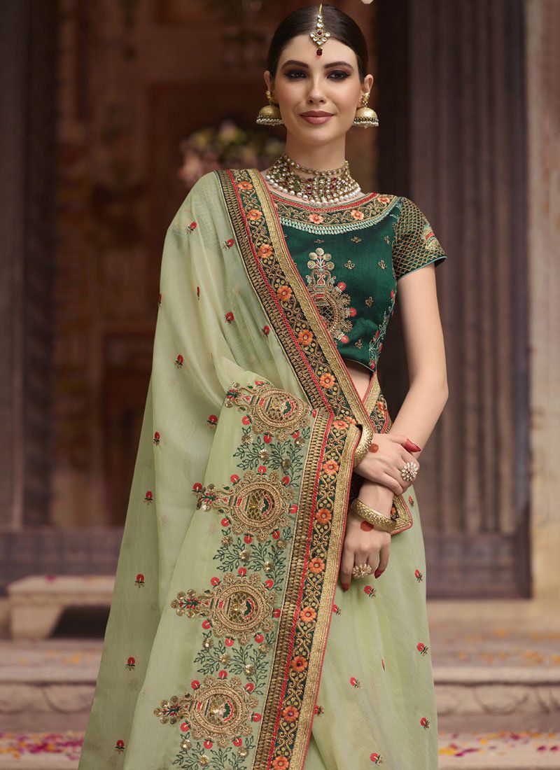 Buy Light green Organza Indian wedding Saree in UK, USA and Canada