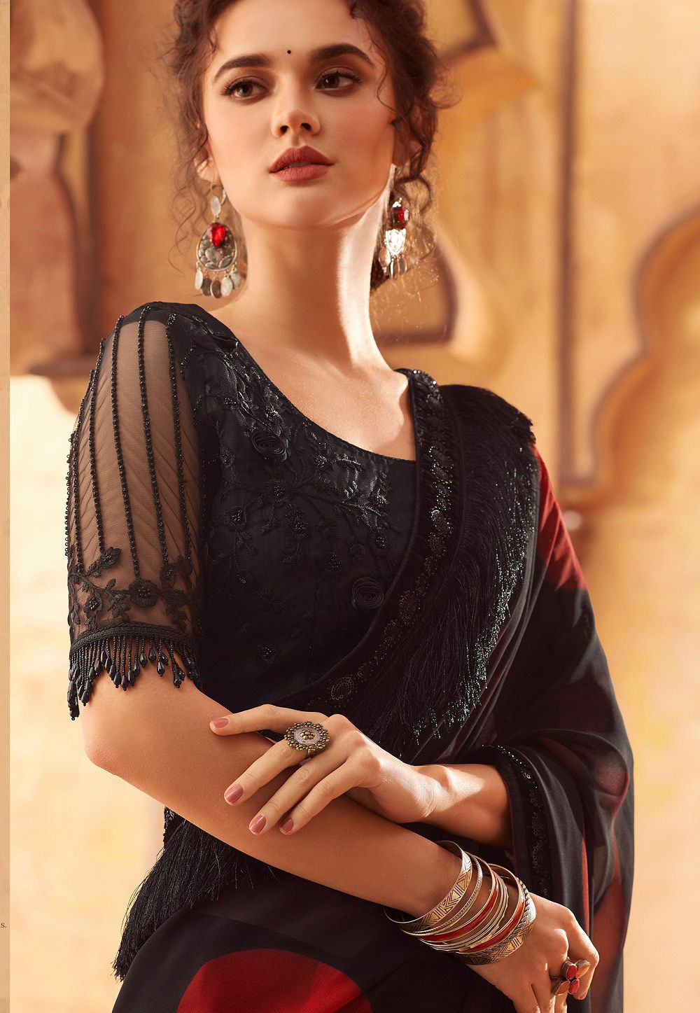 Black Saree | Party wear sarees, Stylish sarees, Black saree