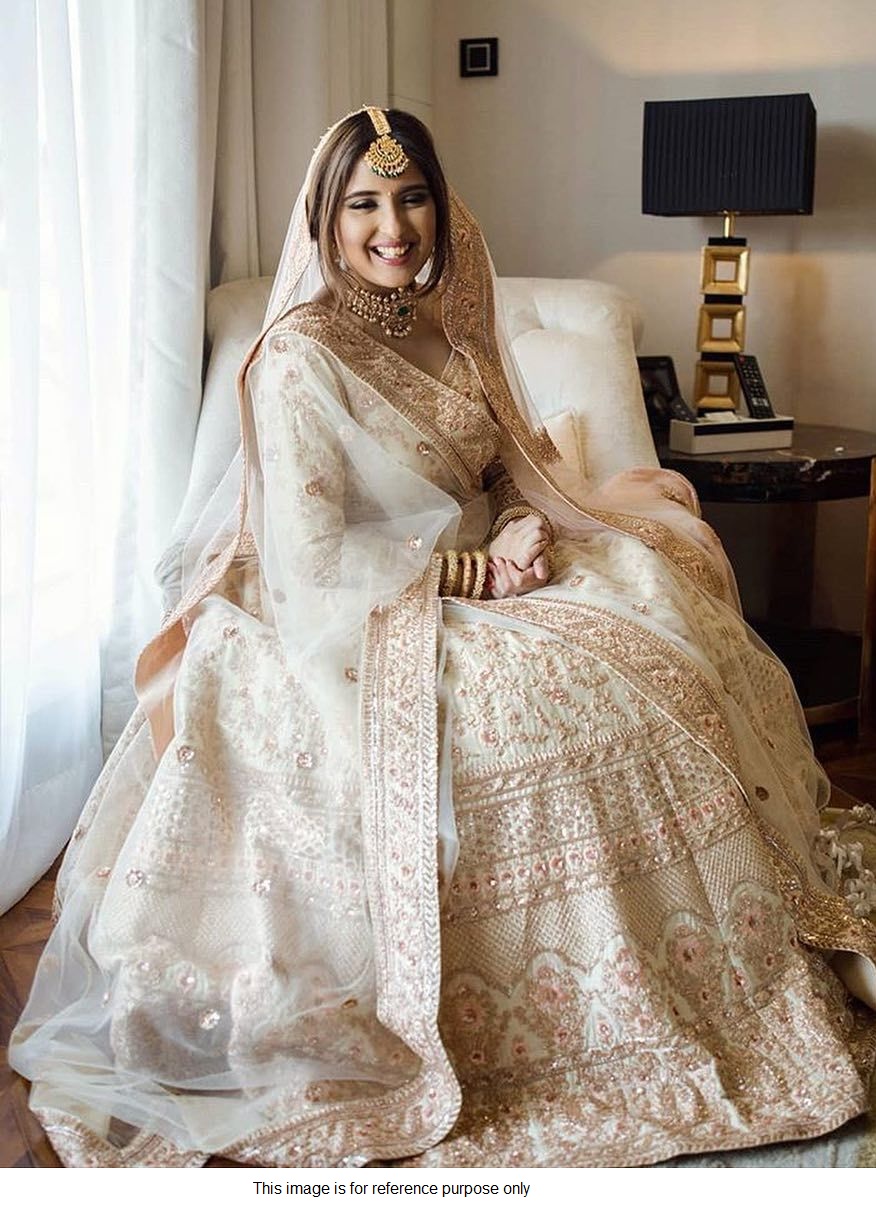 Buy Bollywood model white velvet bridal ...