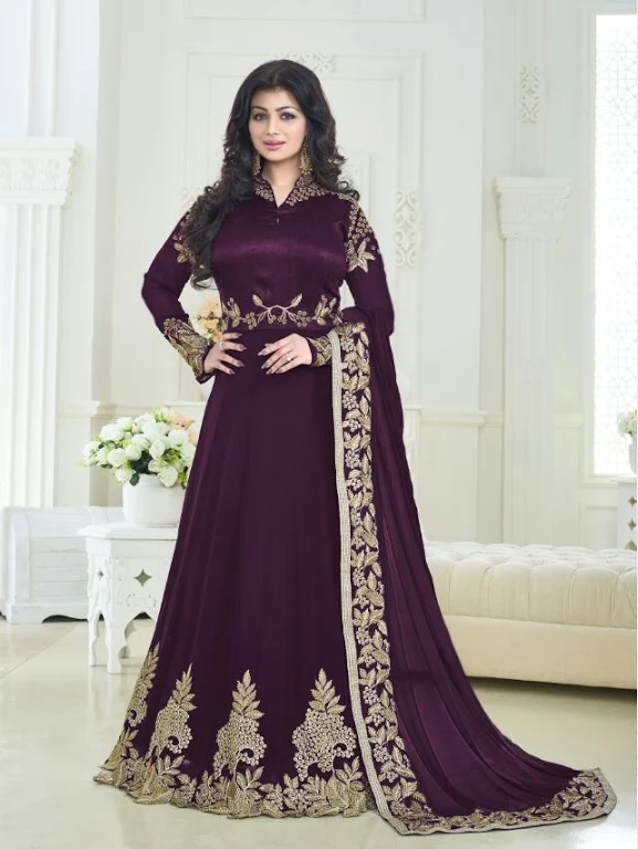 purple colour anarkali suits