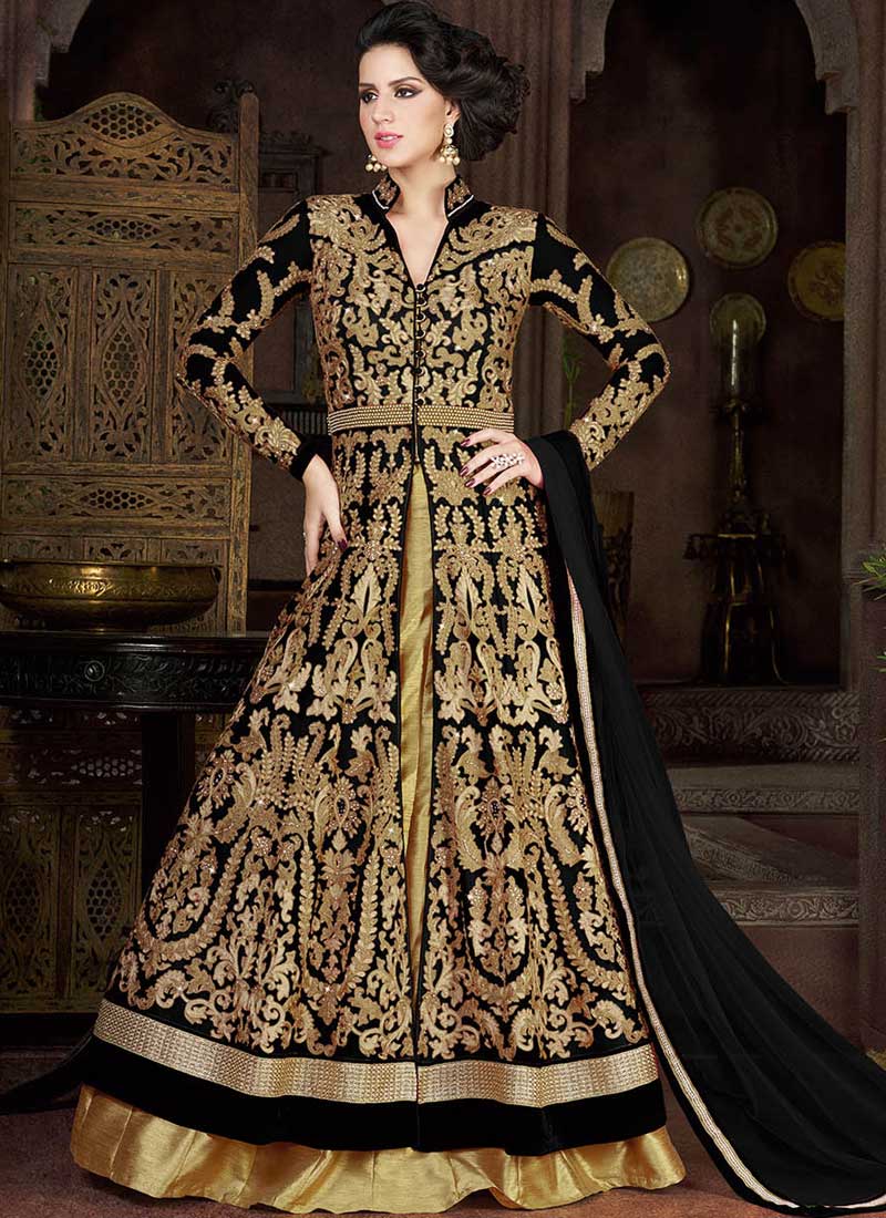 golden colour anarkali