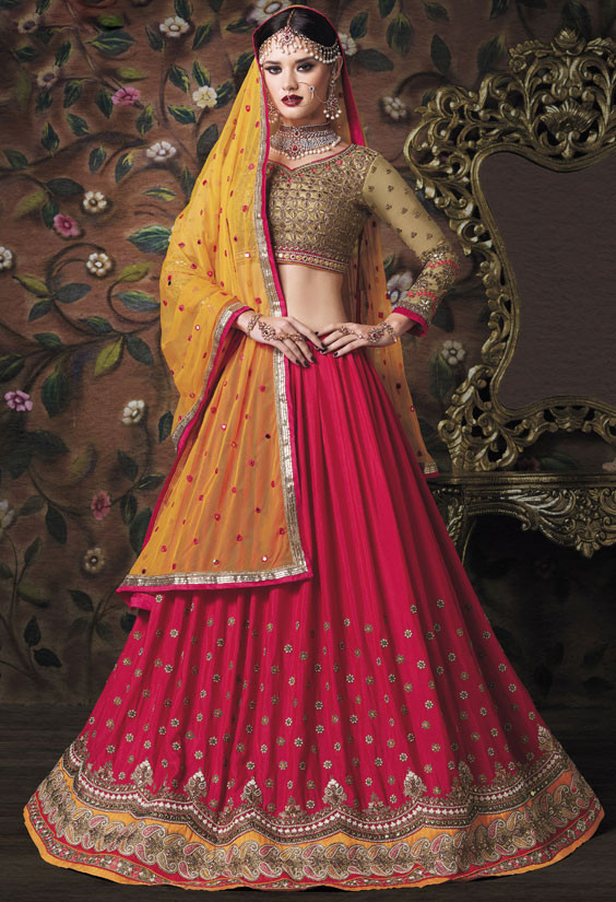 chiffon bridal lehenga