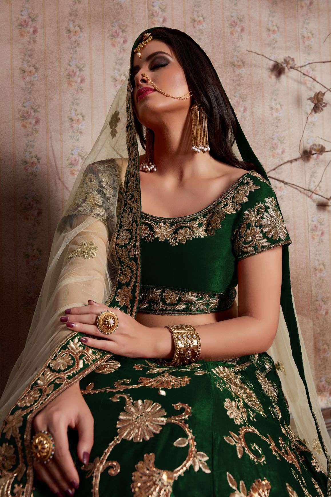 Indian Dress Green Color Bridal Lehenga 341G