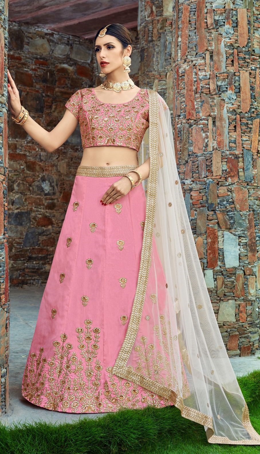 Cheerful Peach Net Embroidered Gown – 101 Hues