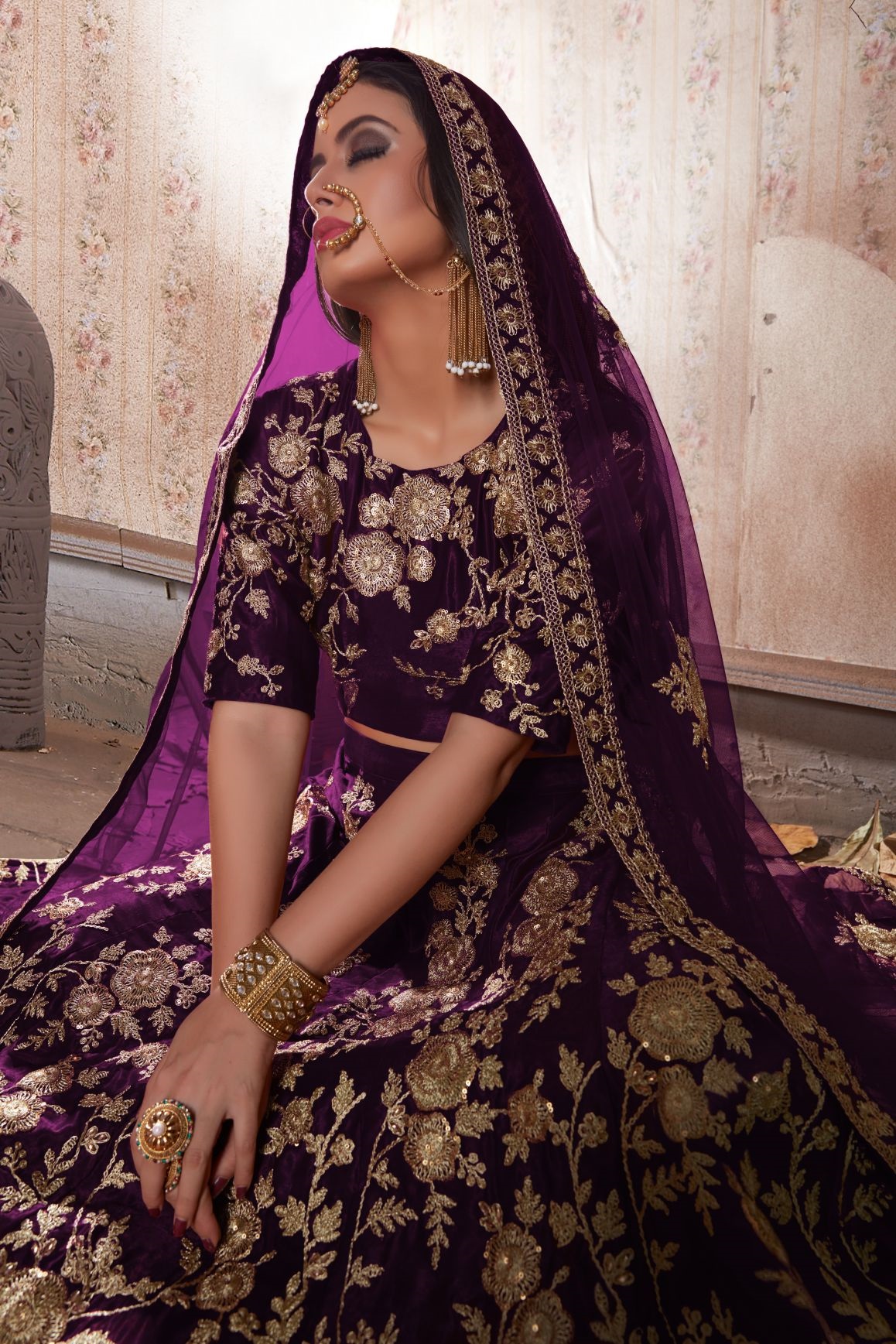 Indian Dress Purple Color Bridal Lehenga 359P