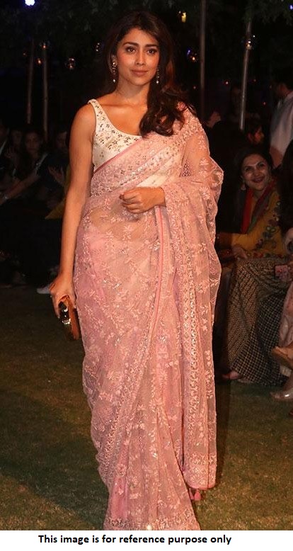 Buy Bollywood Shreya Saran Inspired Pink net saree in UK, USA and Canada