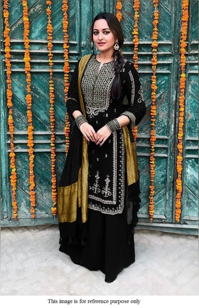Buy Bollywood Sonakshi Sinha inspired black palazzo suit in UK, USA and  Canada