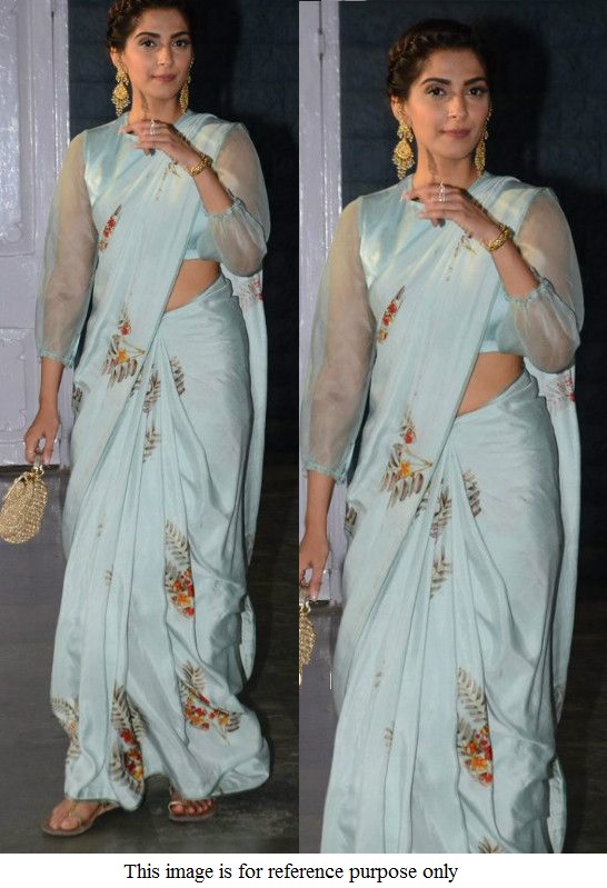 Buy Bollywood Sonam Kapoor inspired powder blue georgette saree in UK, USA and Canada