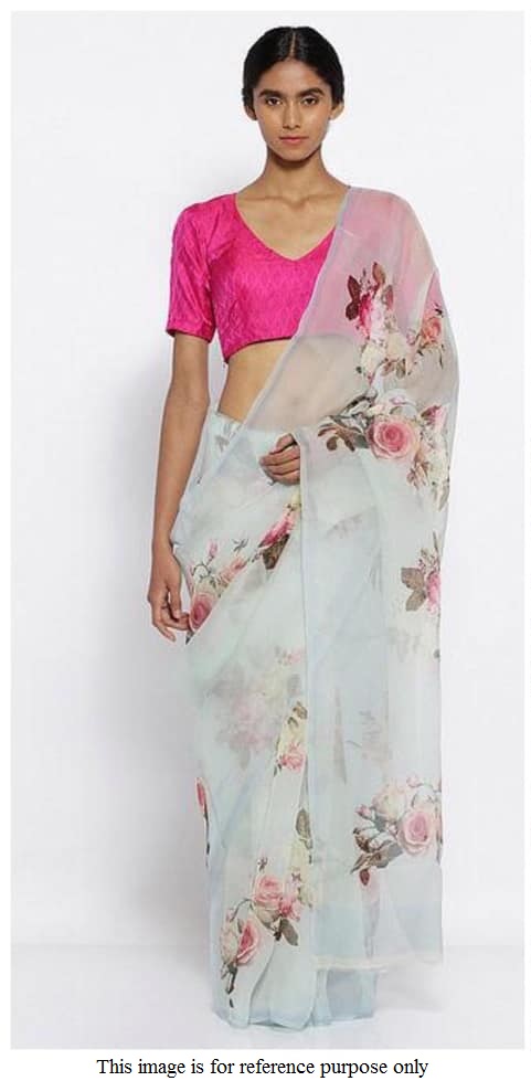 Buy Bollywood model Grey pure organza digital print saree in UK, USA and Canada