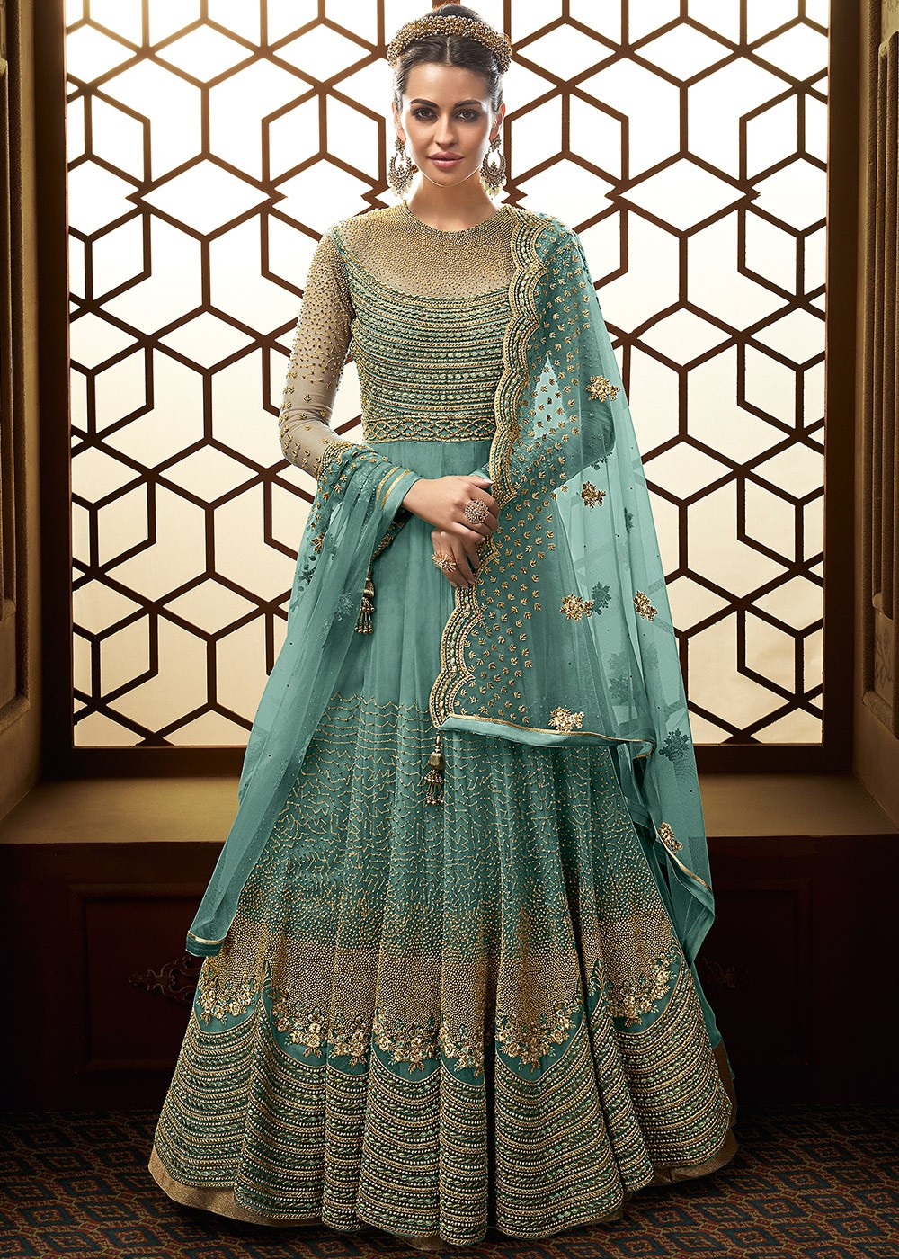 turquoise anarkali