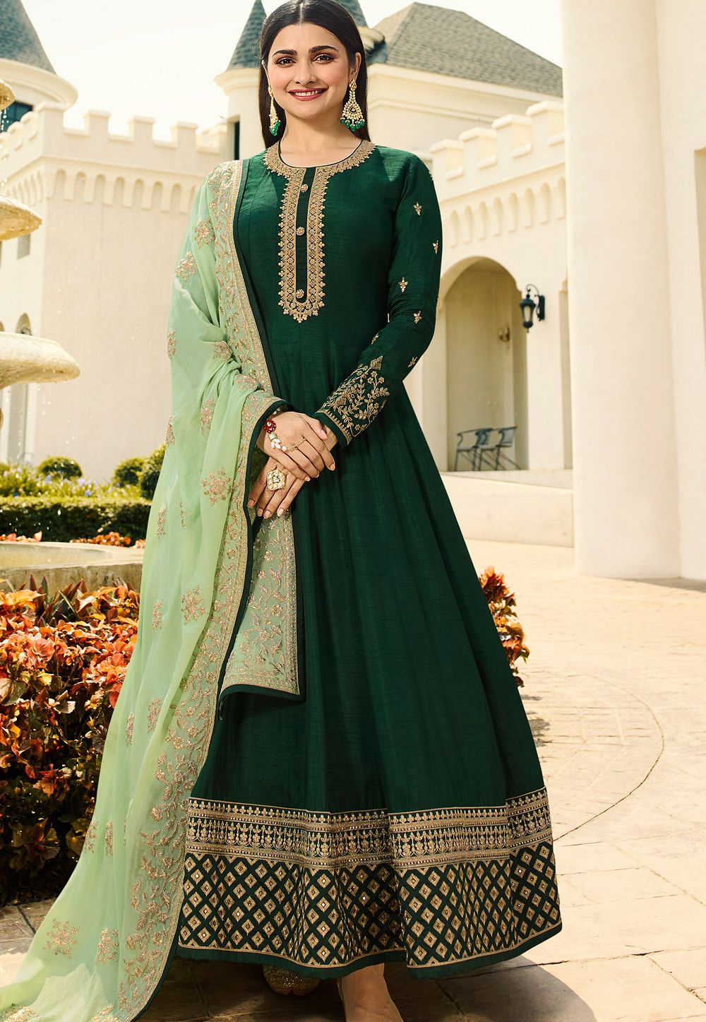 silk long anarkali dress