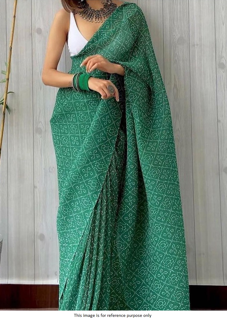 Buy Bollywood model green crush georgette saree in UK, USA and Canada