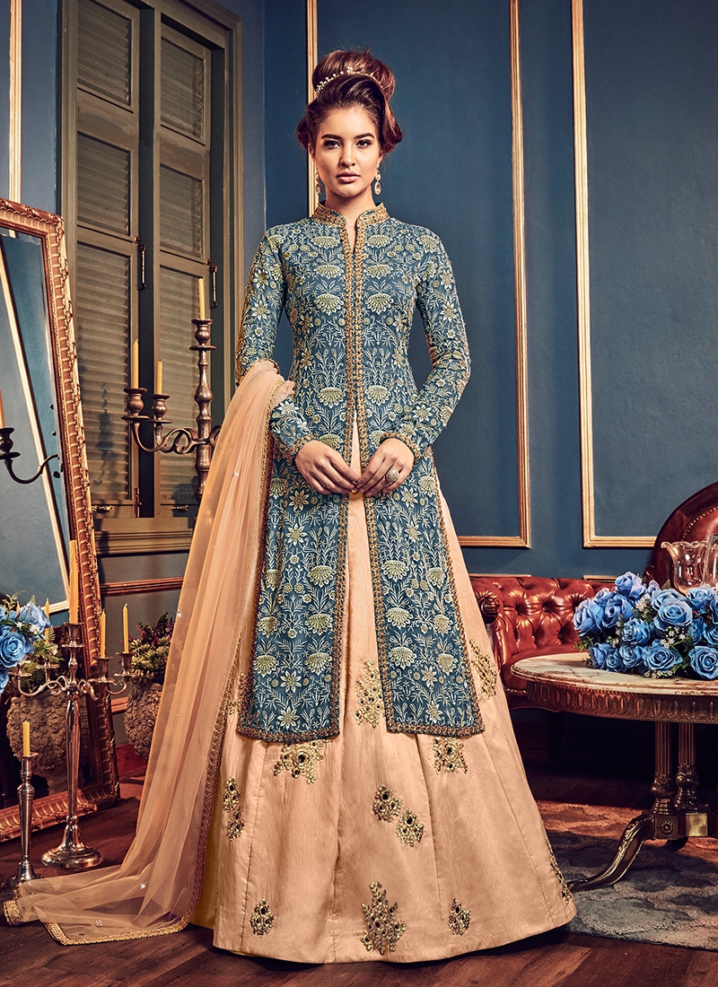 Blue color georgette party wear Lehenga kameez 5809