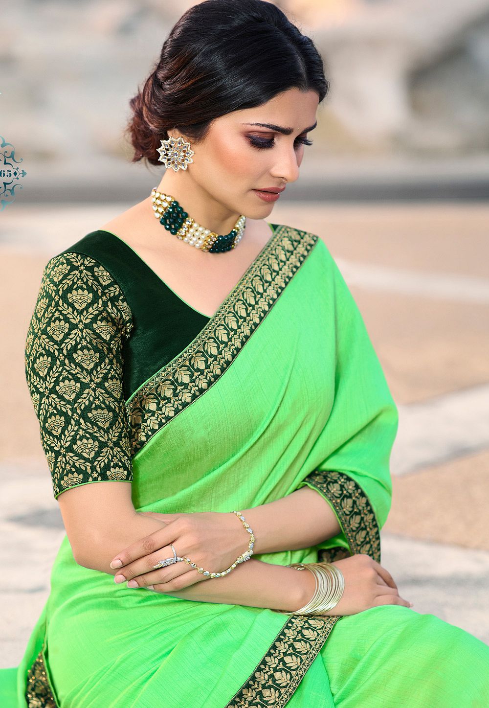prachi desai light green milano silk saree with blouse 20765