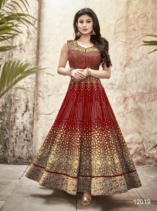 maroon colour frock suit